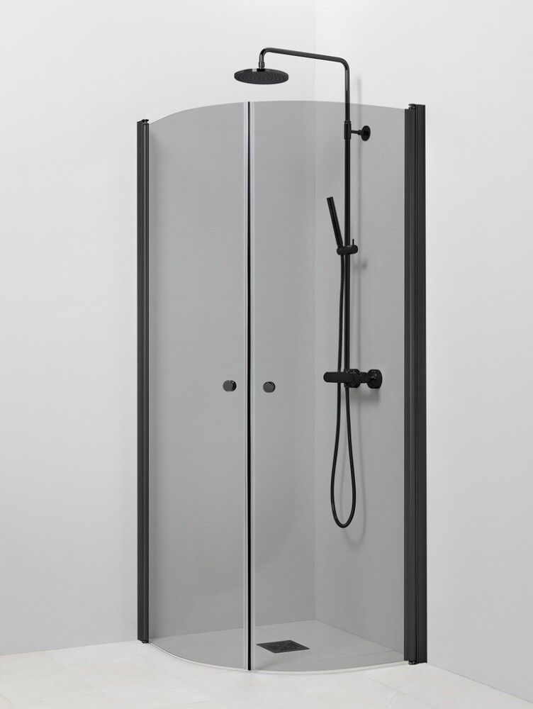 Suihkukulma Vihtan Pisara 4+4 Musta harmaa lasi