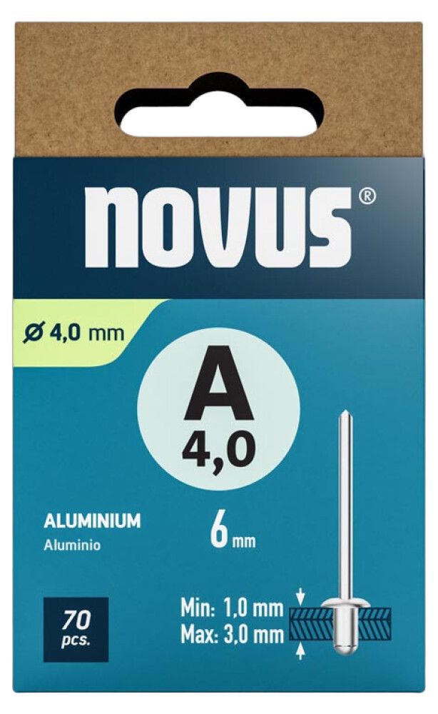 Vetoniitti Novus alumiini Ø 4 x 10 mm 30 kpl/pkt