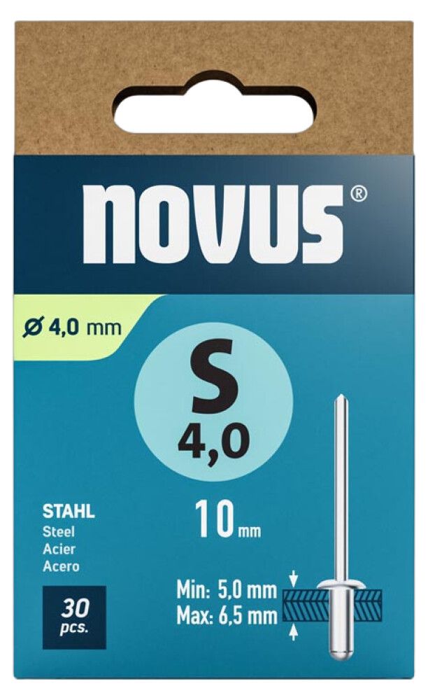 Vetoniitti Novus teräs Ø 4 x 12 mm 30 kpl/pkt