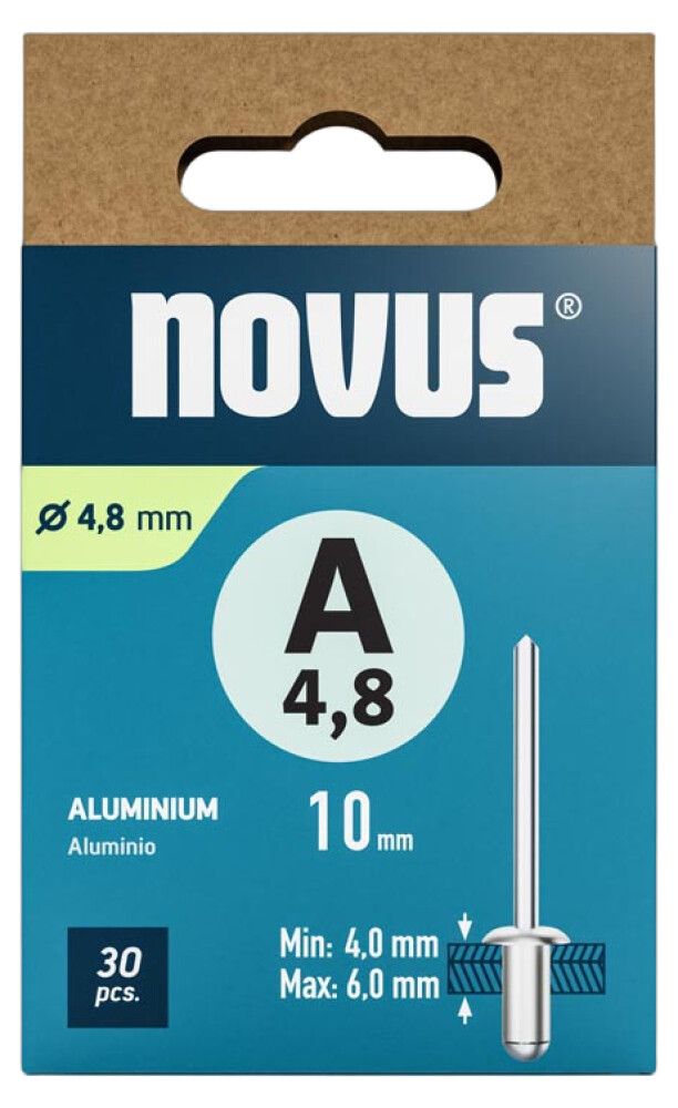 Vetoniitti Novus alumiini Ø 4,8 x 10 mm 30 kpl/pkt