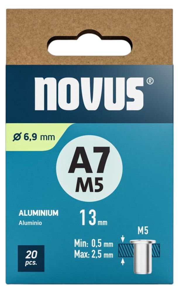 Niittimutteri Novus alumiini M5 x 13 mm 20 kpl/pkt