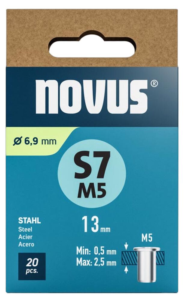 Niittimutteri Novus teräs M5 x 13 mm 20 kpl/pkt