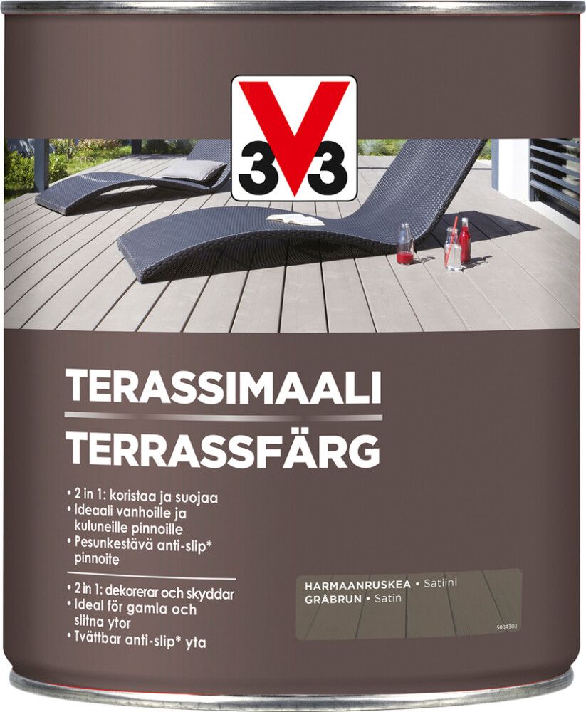 Terassimaali V33 Harmaanruskea 2,5 L
