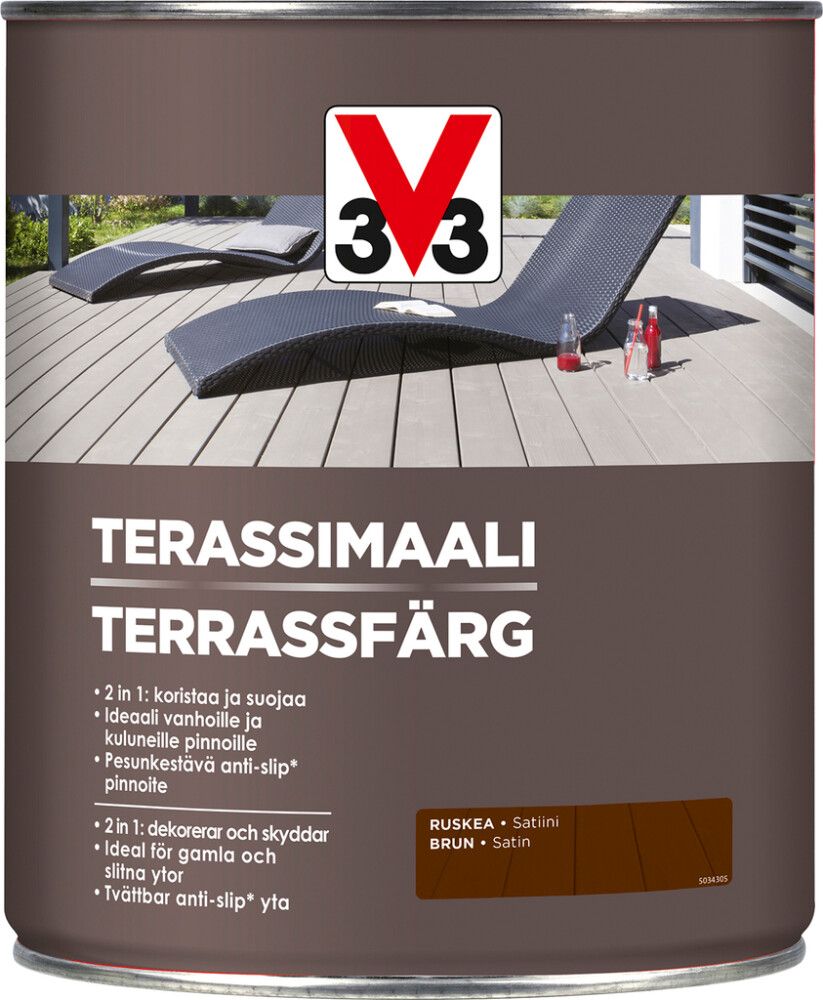 Terassimaali V33 Ruskea 5 L