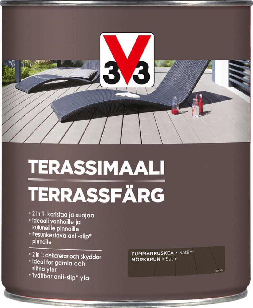 Terassimaali V33 Tummanruskea 5 L