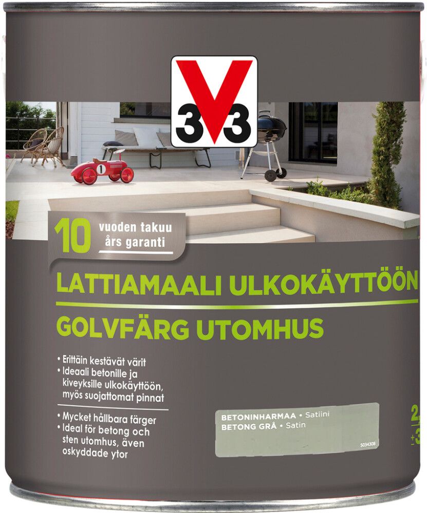 Lattiamaali V33 Betoninharmaa 2,5 L