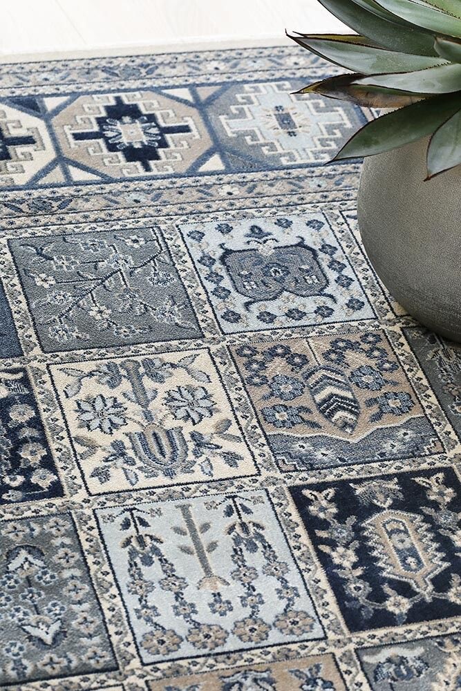 Viskoosimatto Narma Zahra Sininen-Hiekka 80 x 125 cm