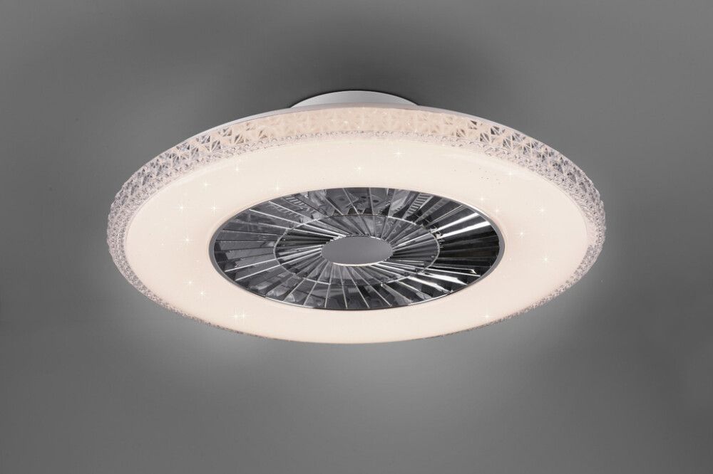 Tuuletinplafondi Trio Harstad kromi/mattavalkoinen ⌀ 60 cm