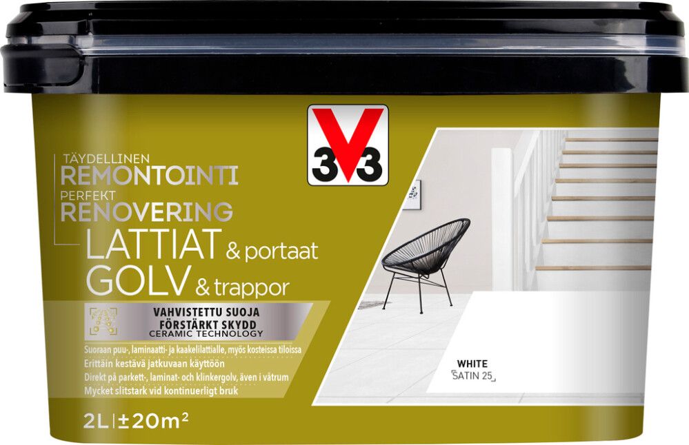 Lattia-/porrasmaali V33 Valkoinen