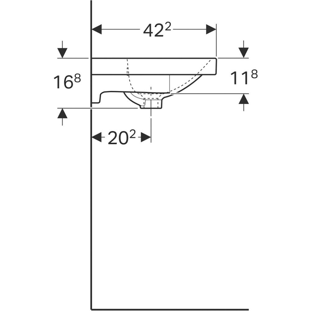 Pesuallas Geberit Acanto valkoinen 75 x 42,2 cm