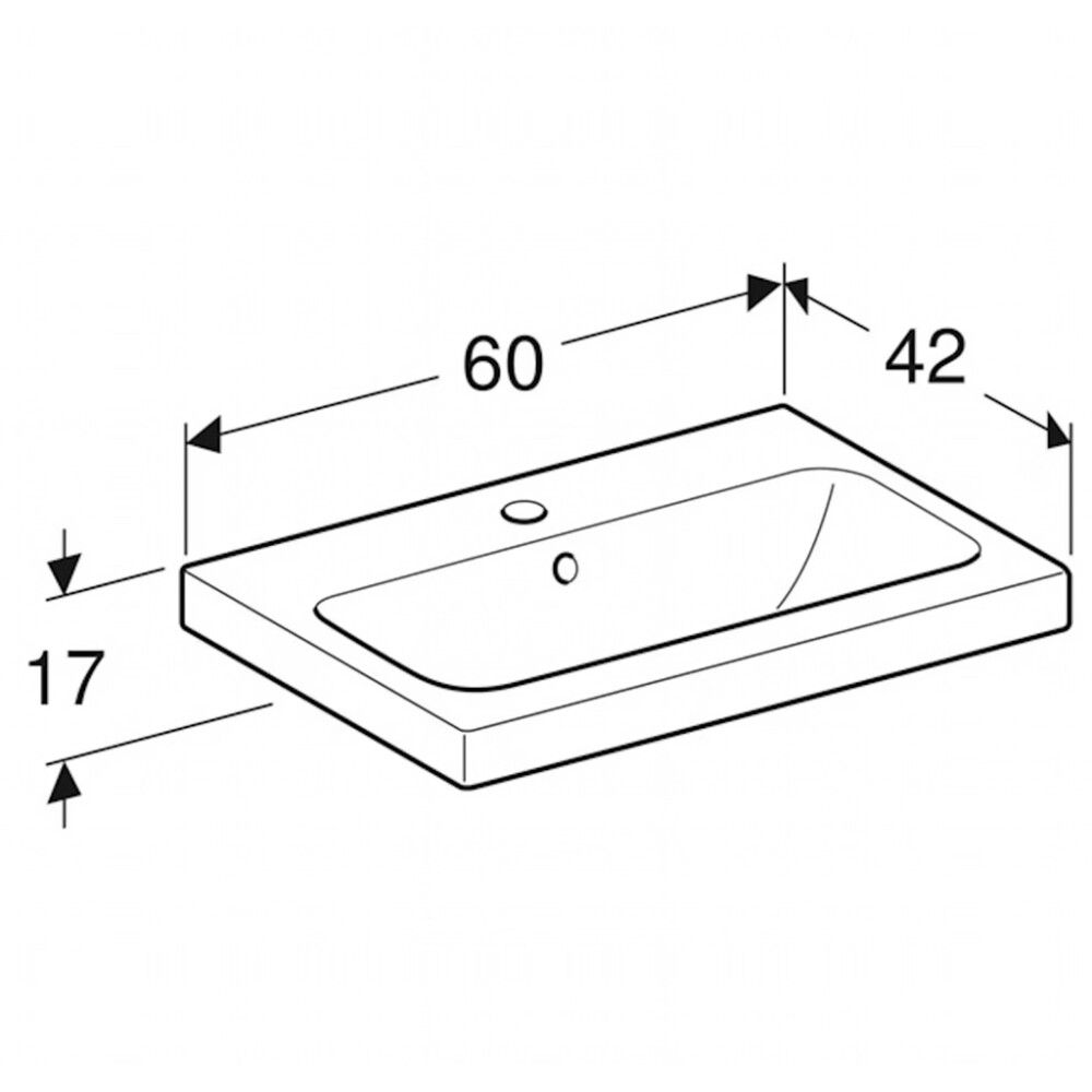 Pesuallas Geberit Icon Light valkoinen 60 x 42 cm
