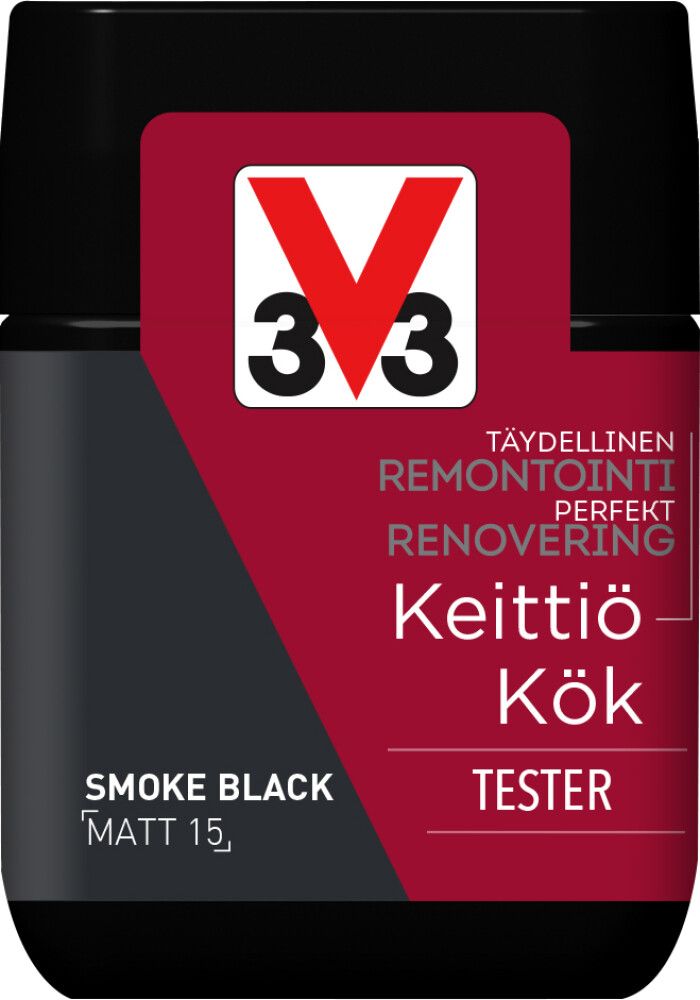Kalustemaali Keittiö V33 Mattamusta 75 ml Testeri