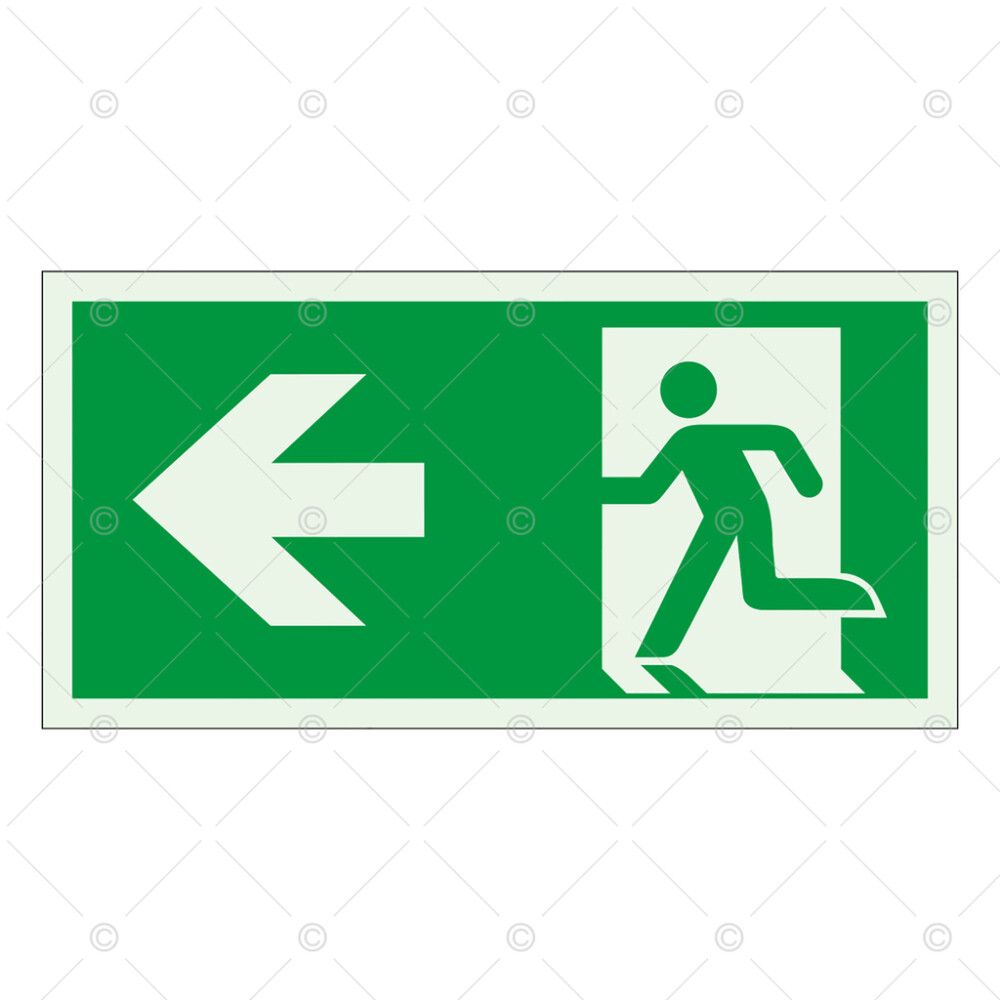 Huomiokyltti Poistumisreitti Vasen