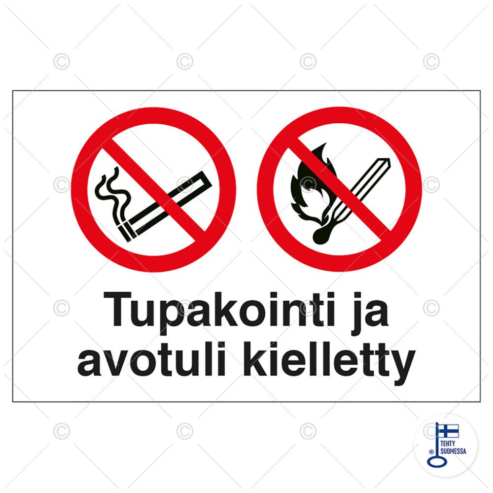 Huomiokyltti Tupakointi Ja Avotuli kielletty