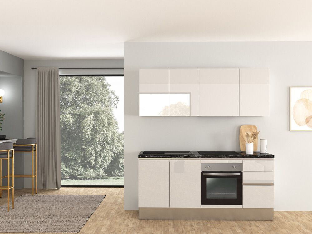 Keittiökokonaisuus Marinelli Gisella kiiltävä valkoinen 1,95 m, esikoottu