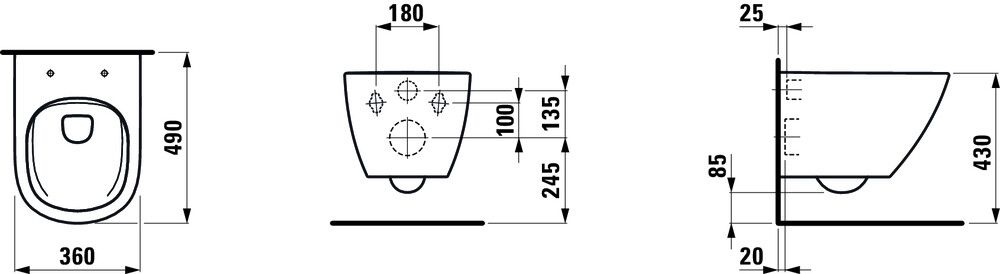 Seinä WC-istuin Laufen Lua ilman istuinkantta
