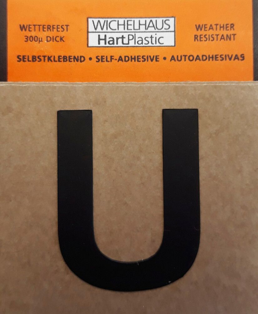 Kirjain Wichelhaus HartPlastic Musta 30 mm U