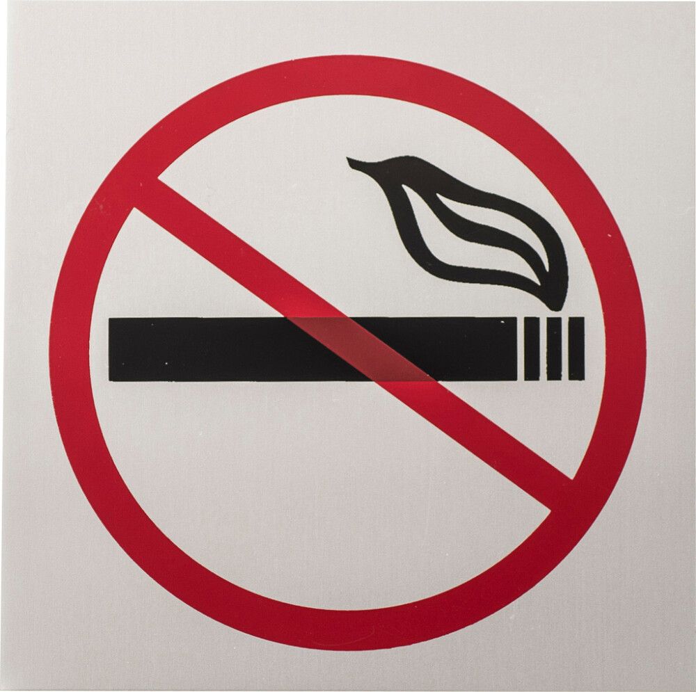 Alumiinikilpi Metl-Stik Tupakointi kielletty 9 x 9 cm