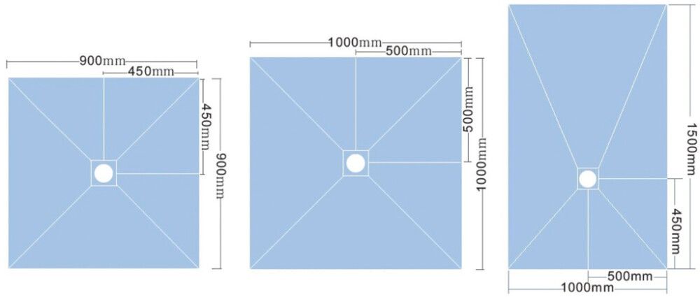 Suihkuallas Tycroc ST100 1000 x 1000 x 20 mm