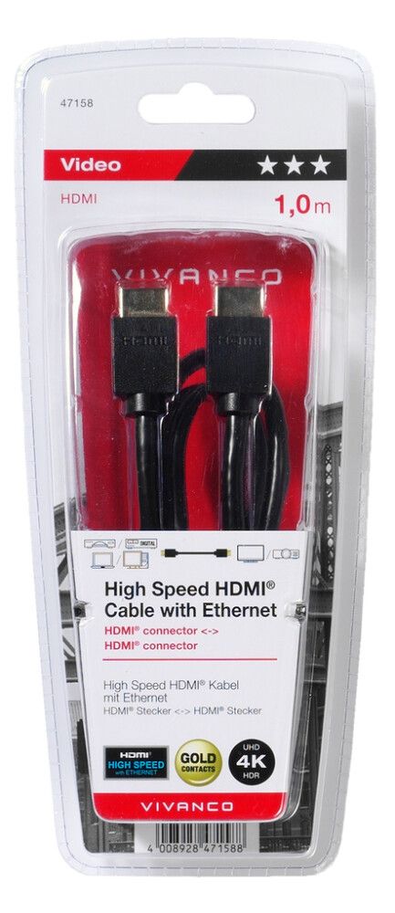 HDMI-johto Ethernet 1 m