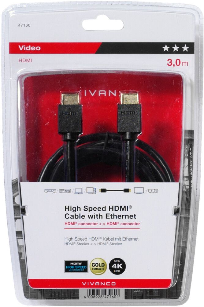 HDMI-johto Ethernet 3 m
