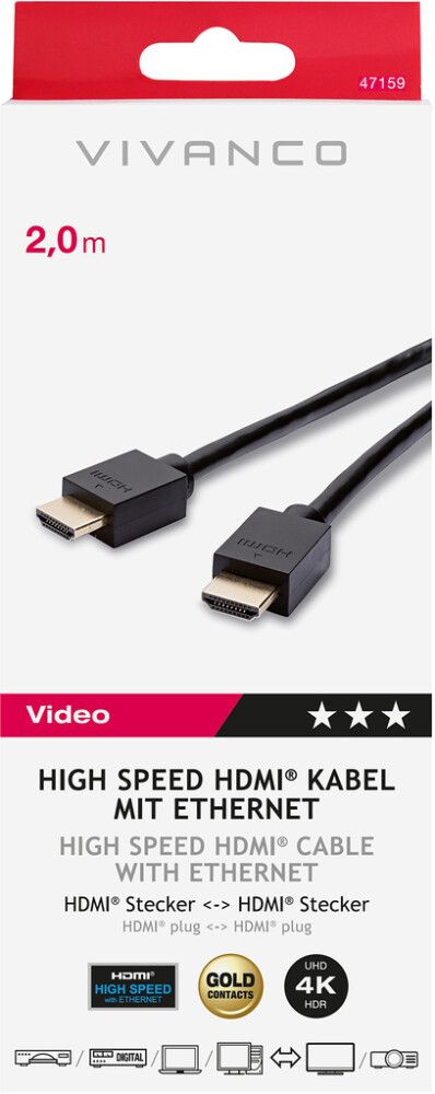 HDMI / Ethernet Kaapeli Vivanco 2 m