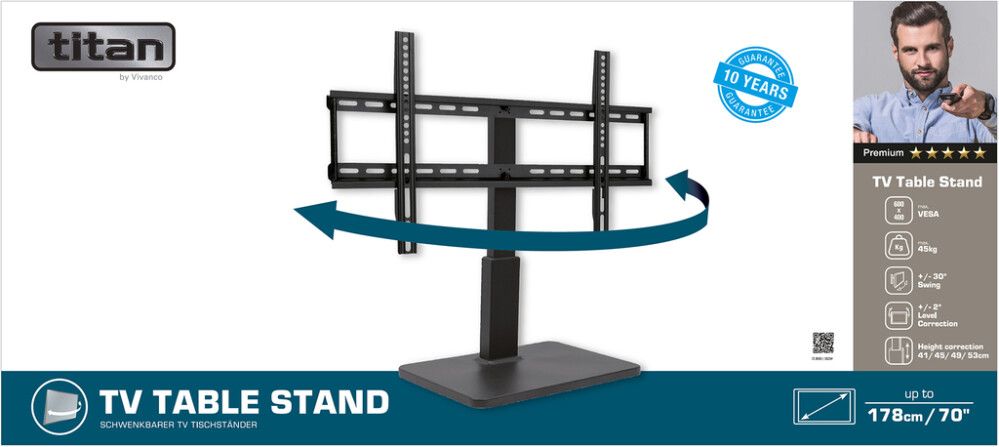 Titan-TV-Pöytäteline Vivanco Musta