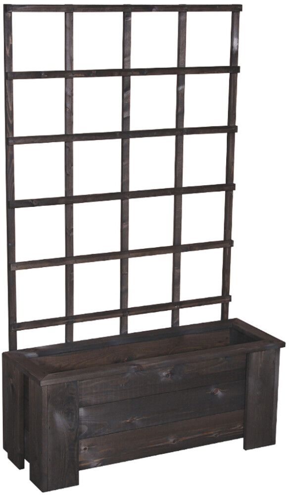 Kukkalaatikko köynnösritilällä 132 x 30 x 80 cm grafiitinharmaa