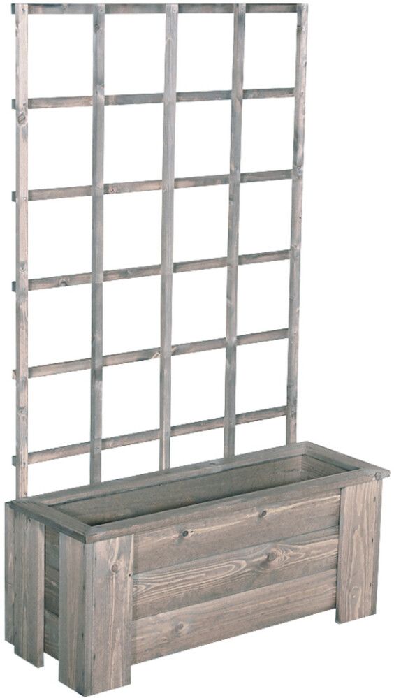 Kukkalaatikko köynnösritilällä 132 x 30 x 80 cm vaaleanharmaa