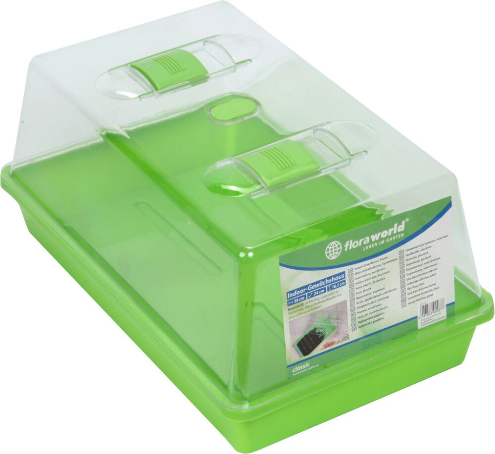 Minikasvihuone 38 x 24 x 18,5 cm vaaleanvihreä