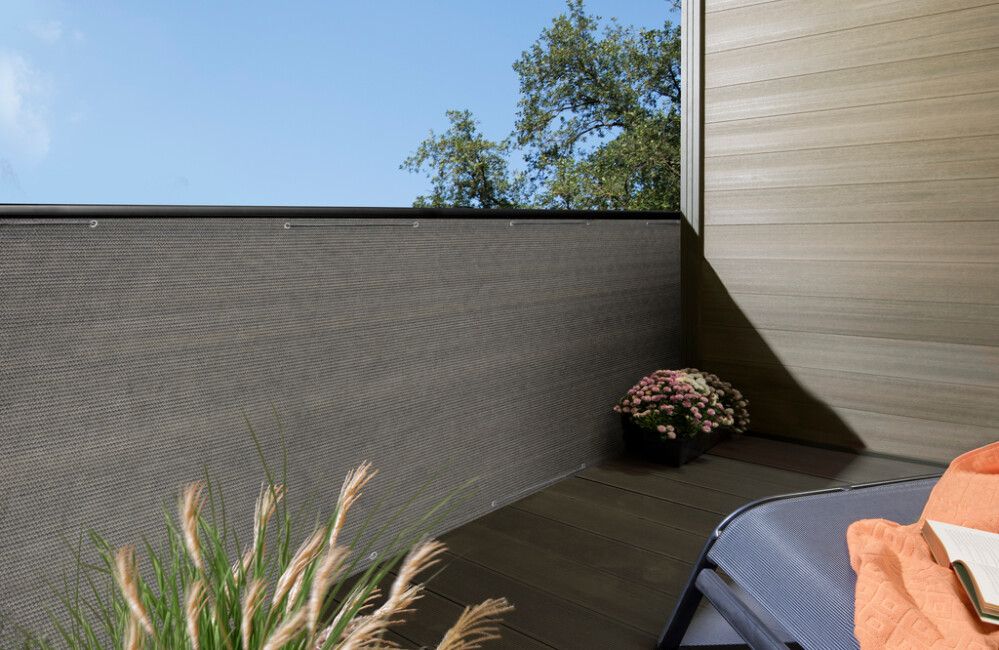 Näkösuoja harmaa-beige 0,9 x 5 m