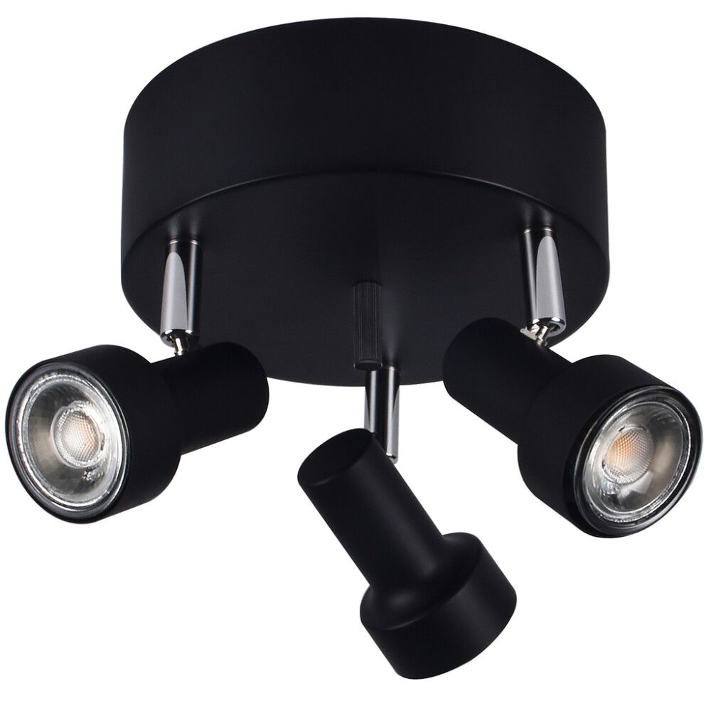 Pyöreä kattospotti Sessak Colton 3-os Mattamusta/Kromi ∅20 cm