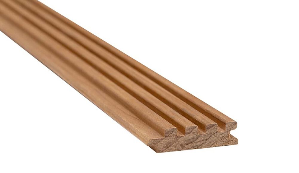 15 x 60 mm, saatavilla eri pituuksia. Saunapaneeli Thermory Motion Wall KYTE-S  Lämpökäsitelty haapa. 6 kpl. 2400 mm