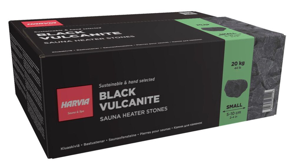 Kiuaskivet Harvia musta vulkaniitti 20 kg Ø 5–10 cm