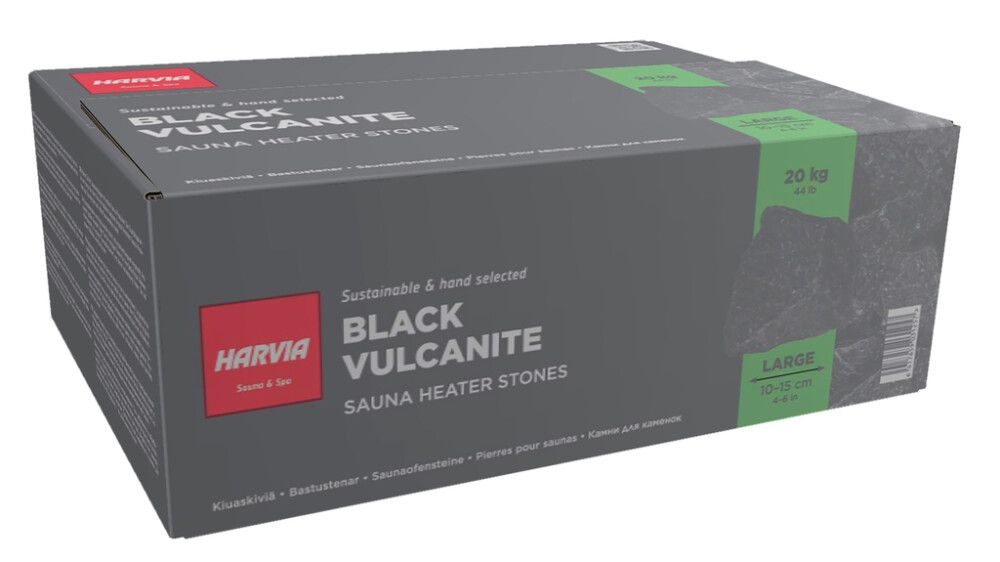 Kiuaskivet Harvia musta vulkaniitti 20 kg Ø 10–15 cm