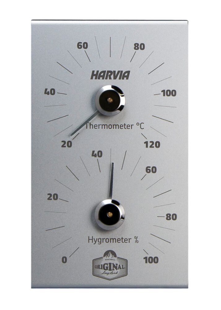 Lämpö- ja kosteusmittari Harvia x Original Long Drink harmaa