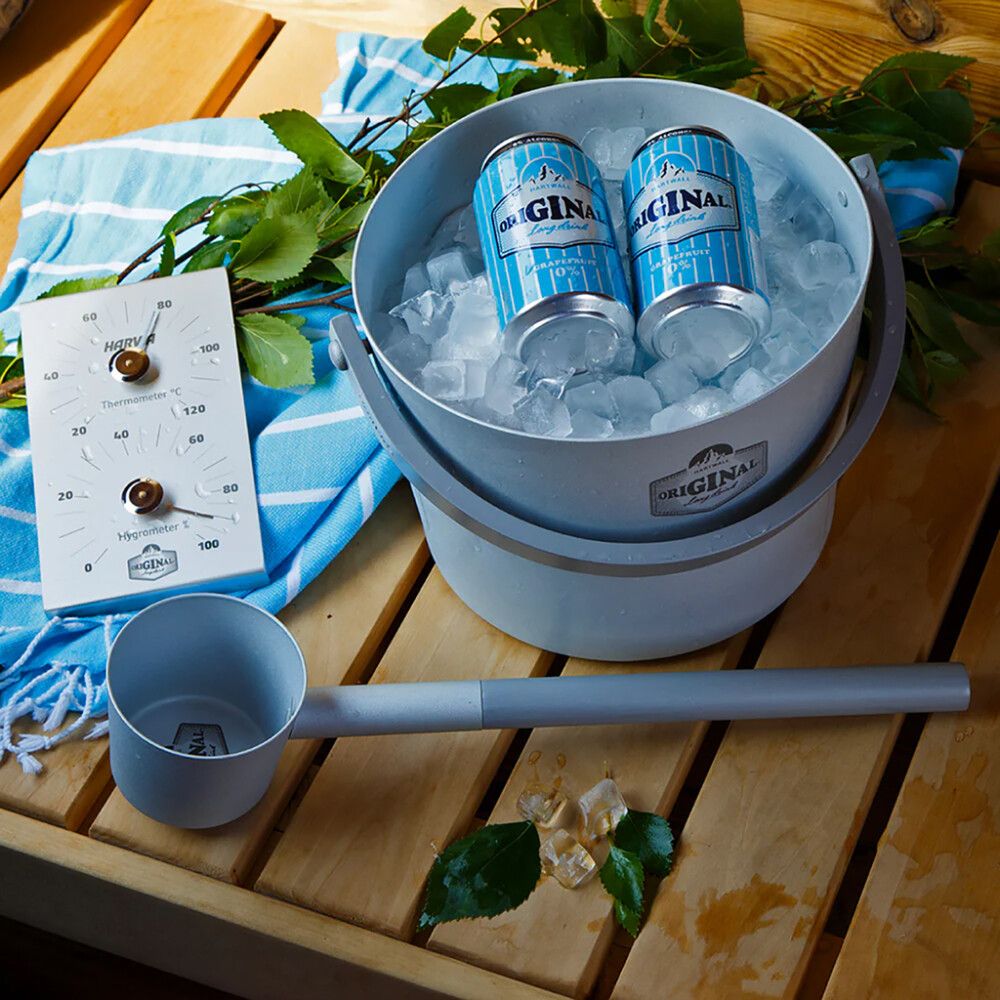 Lämpö- ja kosteusmittari Harvia x Original Long Drink harmaa