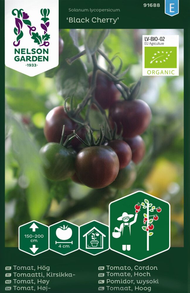 Kirsikkatomaatti Nelson Garden Black Cherry Luomu