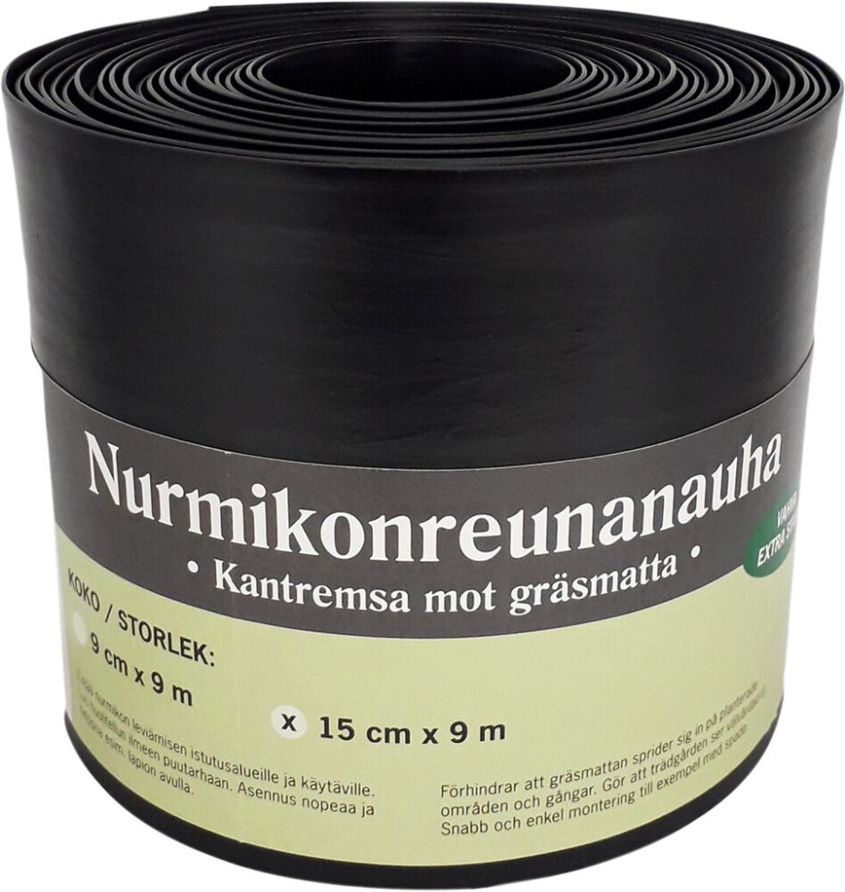 Nurmikonreunanauha 15 x 900 cm musta suora
