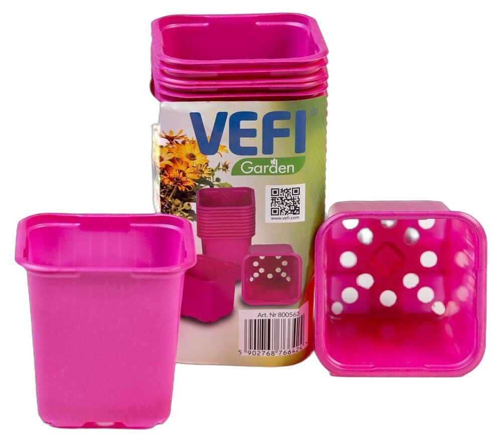 Muoviruukku Vefi pinkki 8 x 8 x 8 cm 20 kpl/pkt