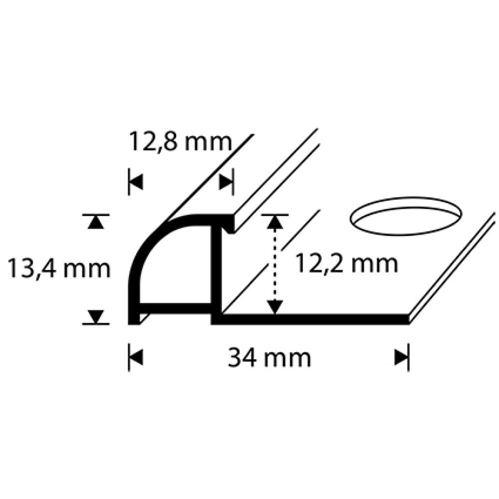 Laattalista Dione 250 cm pvc 12 mm valkoinen