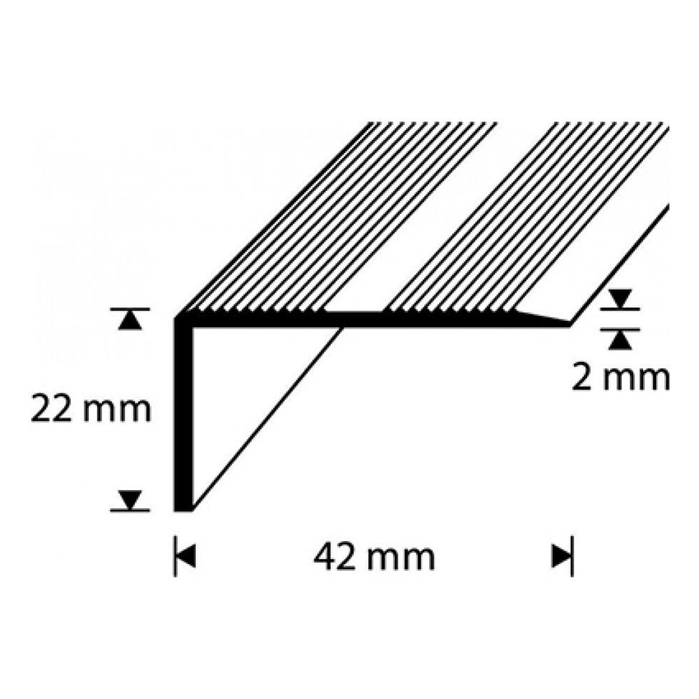 Askelkulmalista Dione 42 x 22 mm rihlattu reiätön pronssi