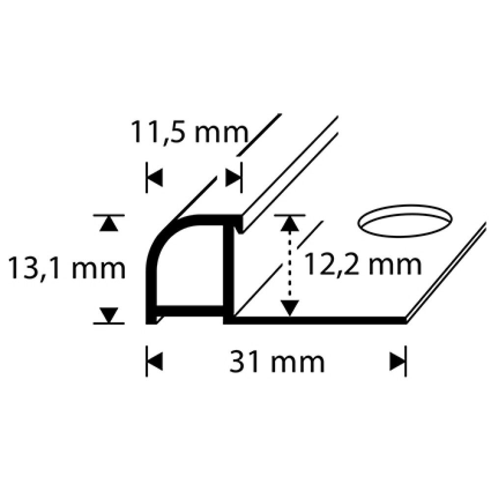 Laattalista Dione 250 cm alumiini 12 mm valkoinen