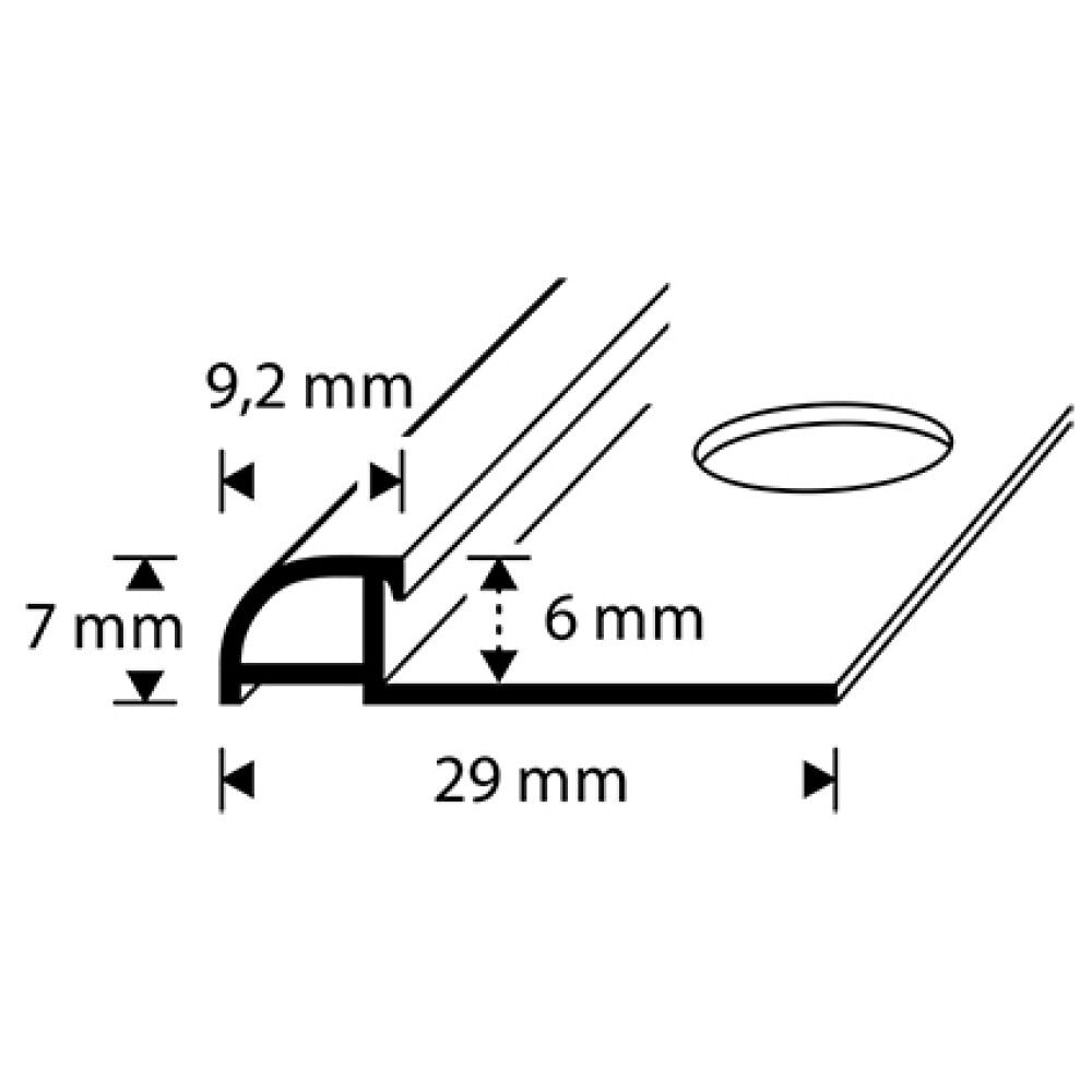 Laattalista Dione 250 cm alumiini 6 mm hopea-anodisoitu