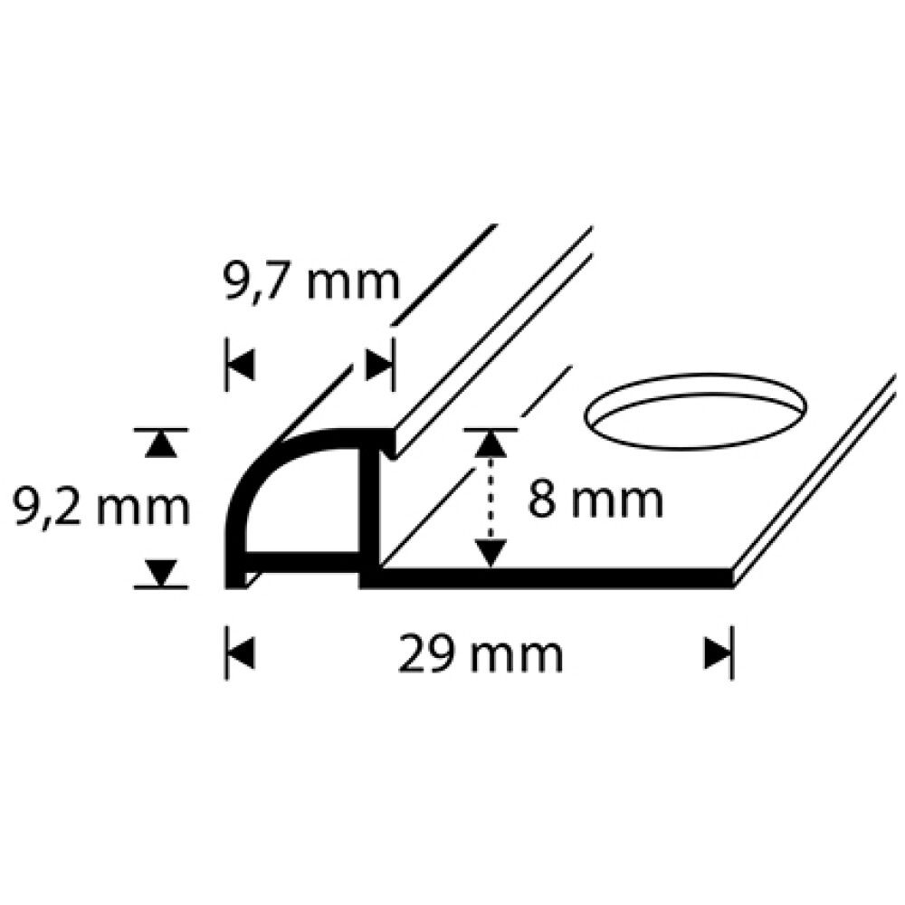 Laattalista Dione 250 cm alumiini 8 mm valkoinen