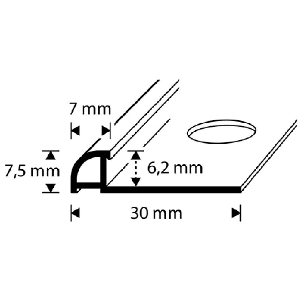 Laattalista Dione 250 cm pvc 6 mm vaaleanharmaa