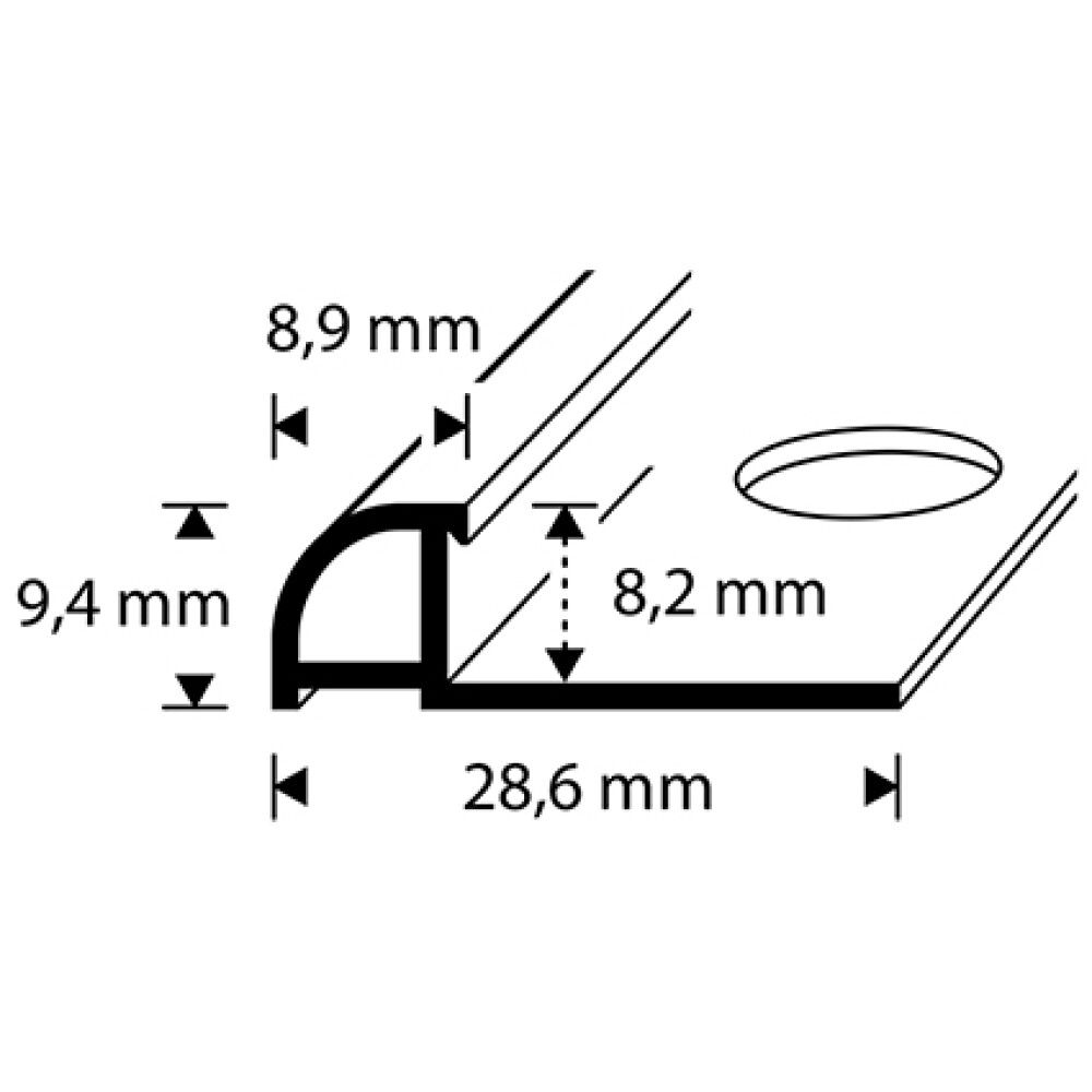 Laattalista Dione 250 cm pvc 8 mm maalarinvalkoinen