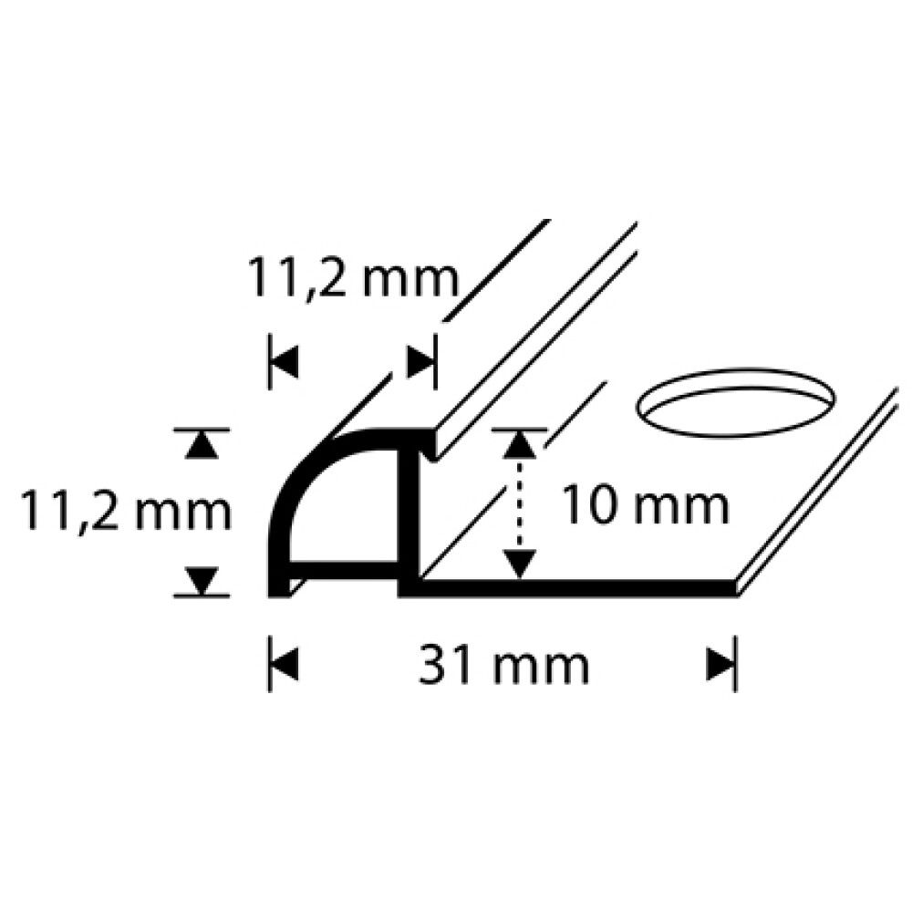 Laattalista Dione 250 cm alumiini 10 mm hopea