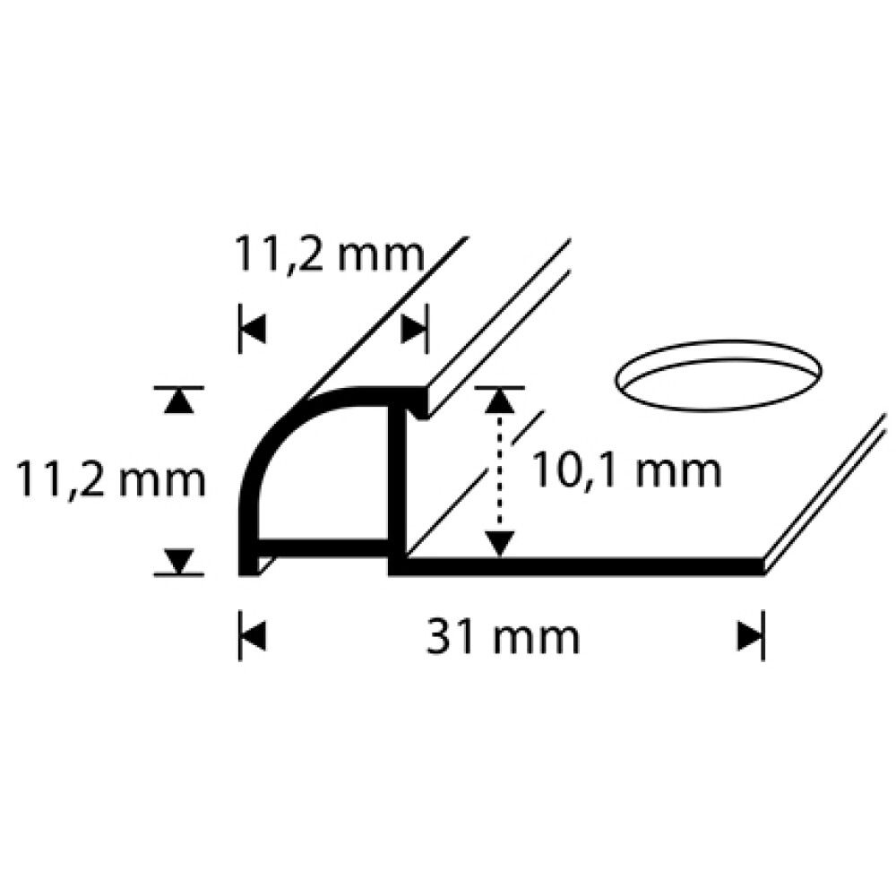 Laattalista Dione 250 cm pvc 10 mm musta
