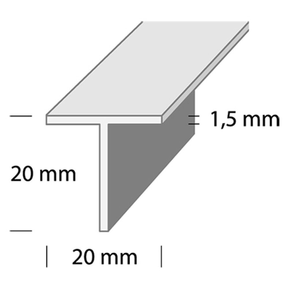 T-lista Dione 20 x 20 x 1,5 mm valkoinen 1 m